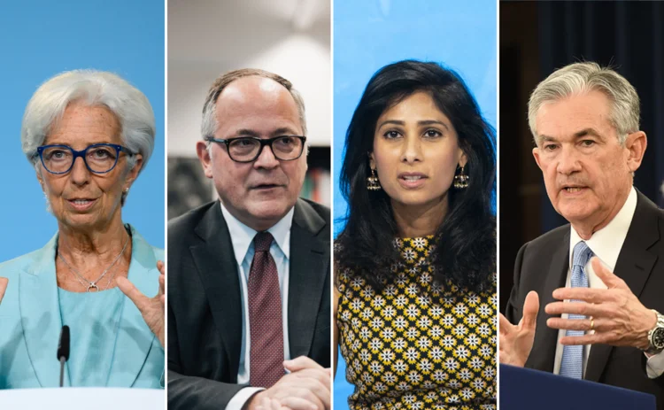 Christine Lagarde, Benoit Coeure, Gita Gopinath and Jerome Powell