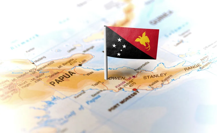 Papua New Guinea map and flag