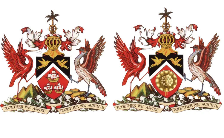 Old and new coats of arms of Trinidad and Tobago